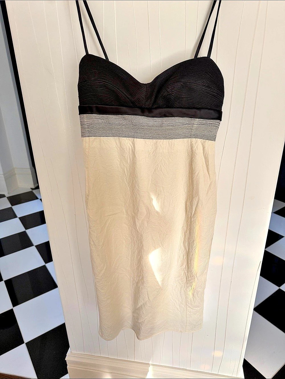 Narciso Rodriguez The Anniversary Dress Mini Dress in Cream & Black Size 4